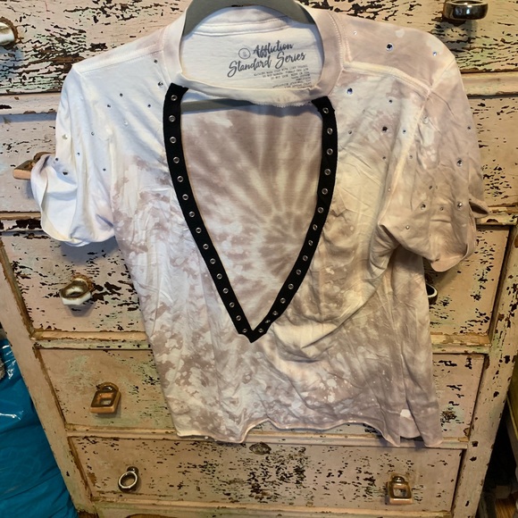 Affliction White and Black Blouse - Picture 3 of 4